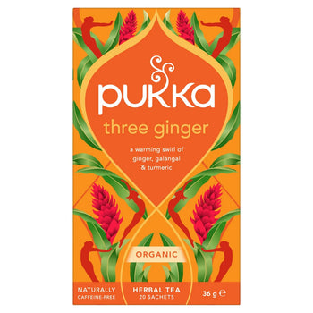 Pukka bio trois sachets de thé au gingembre 20 par paquet