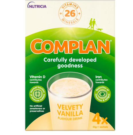 Complan Vanilla Flavour Nutritional Drink 4 x 55g Sachets