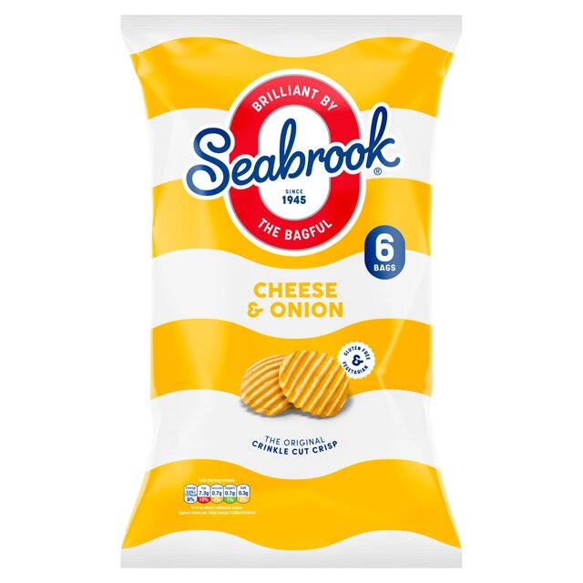 Seabrook Cracky Cut Cheess & Cebe Crisps 6 por paquete