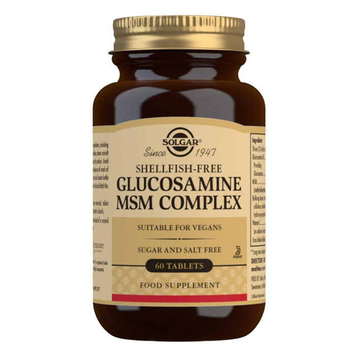 Solgar Glucosamine MSM Complex Suplemento tabletas (sin mariscos) 60 por paquete