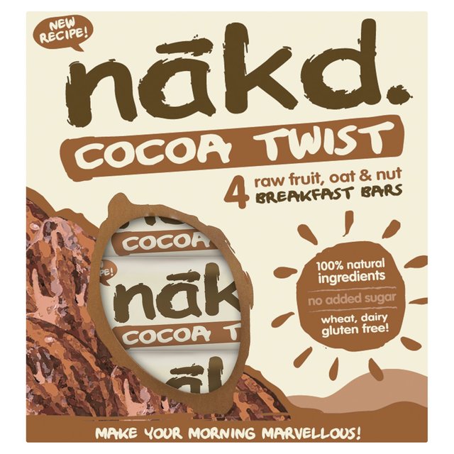 NAKD Kakao Twist Frucht-, Nuss- und Haferstangen 4 x 30g