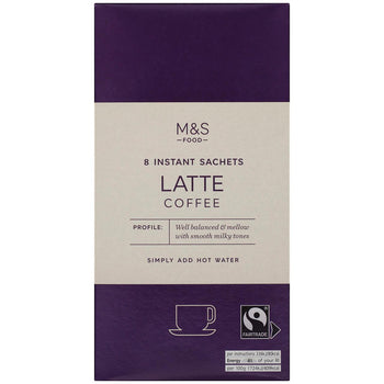 M&S Fairtrade Instant Latte Sachets 8 x 19.5g