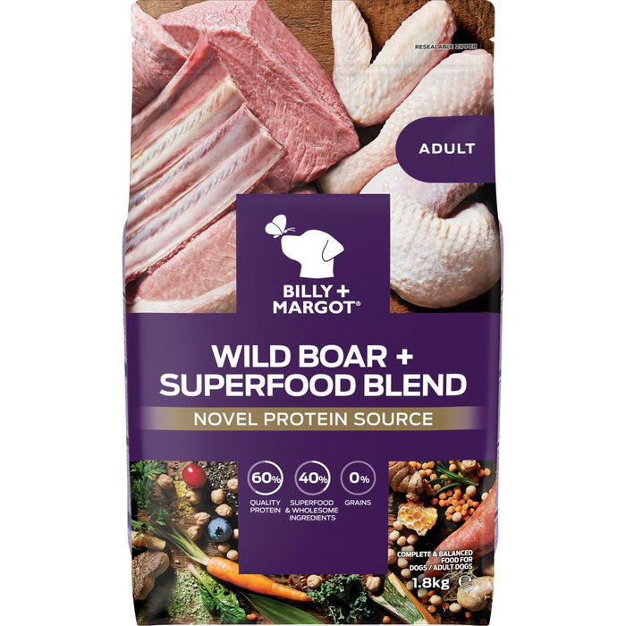 Billy + Margot Wildschwein + Superfood -Mischung trockenes Hundefutter 1,8 kg