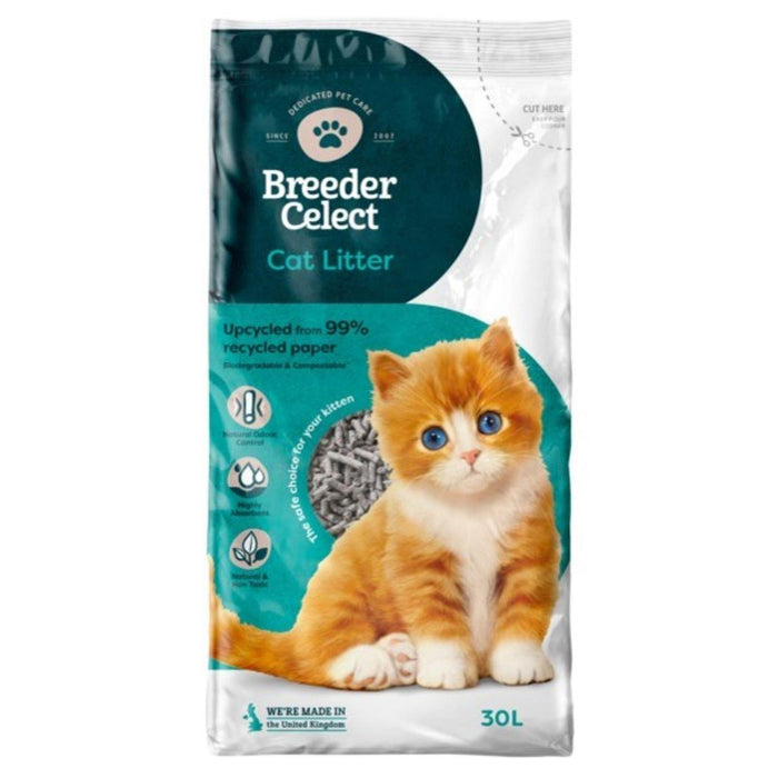 Breeder Celect Paper Non Clumping Cat Litter 30L