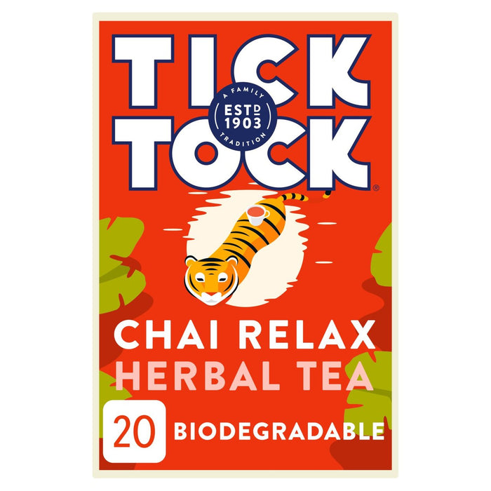 Tick ​​Tock Wellbeing Chai Relájate 20 por paquete