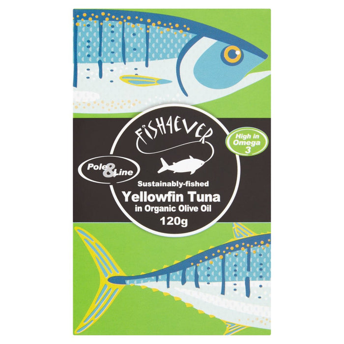 Fish 4 Ever Yellowfin atún en aceite de oliva orgánico 142G