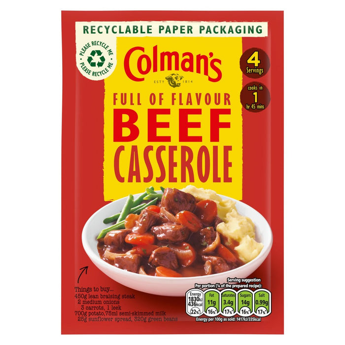 Colman's Beef Casserole Recette Mix 40G