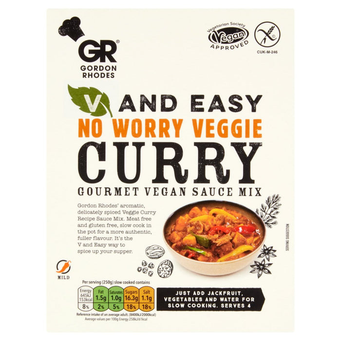 Gordon Rhodes V & Easy No Sorge Veggie Curry 75G