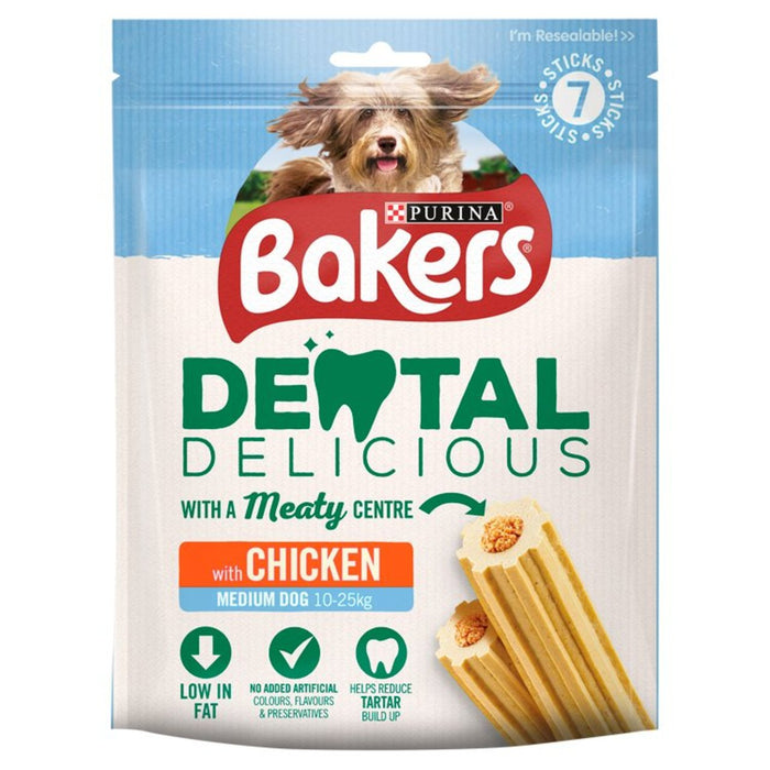 Bakers Dental delicioso Medium Dog Chews pollo 7 por paquete