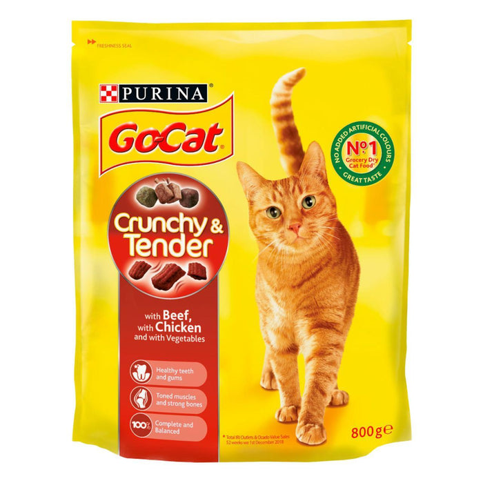 Go-Cat Crunchy and Tender Comida Seca para Gatos Ternera 800g 