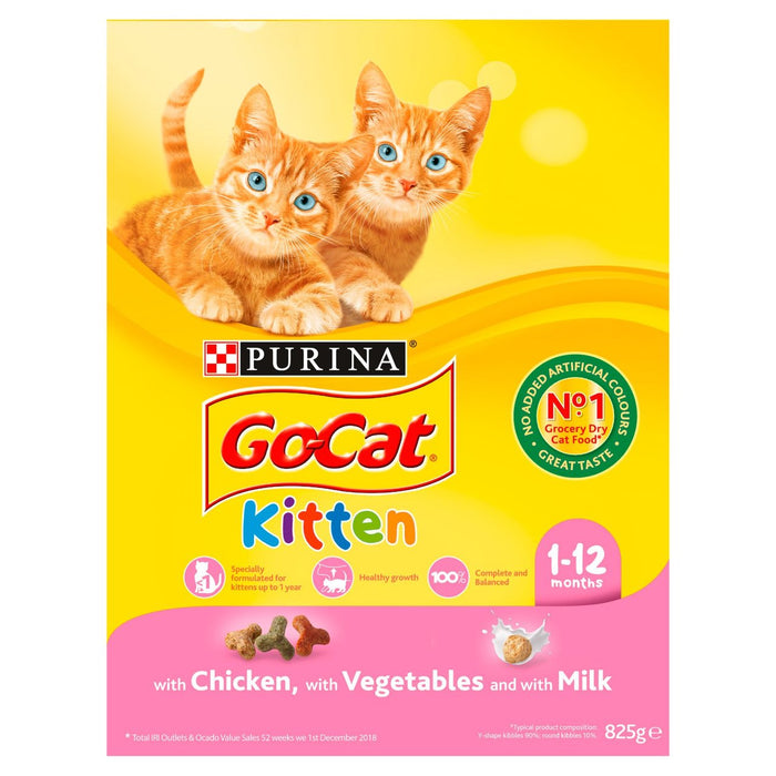 Go-Cat Kitten Dry Cat Food Chicken Milk and Veg 825g