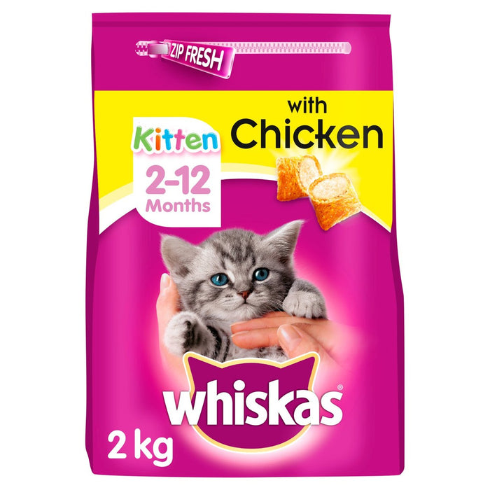 Whiskas-Kätzchen 2-12 Monate komplette trockene Katzenfutter mit Hühnchen 2 kg